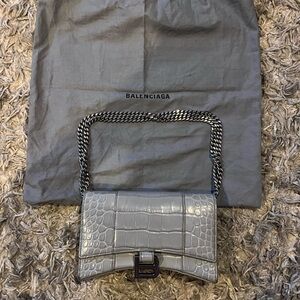 Balenciaga Croc-Embossed Gray Shoulder Bag